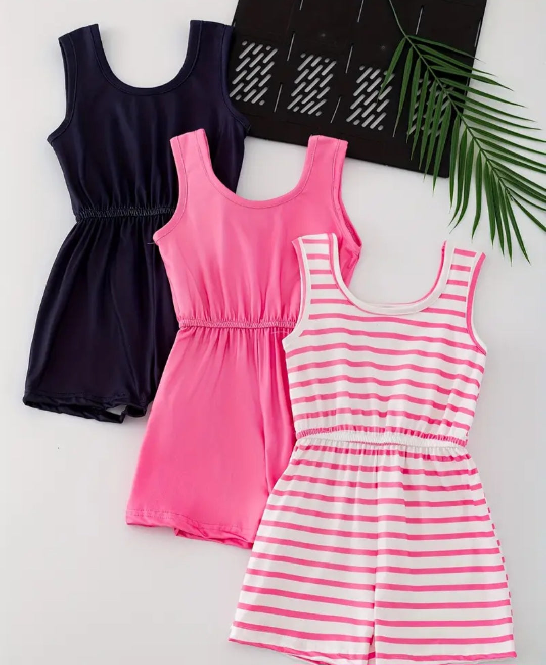 Adorable Girls' Toddler Jumpsuits featuring colorful designs including pink, navy, and striped styles, perfect for active toddlers. Soft, easy to wear, and durable for playtime.